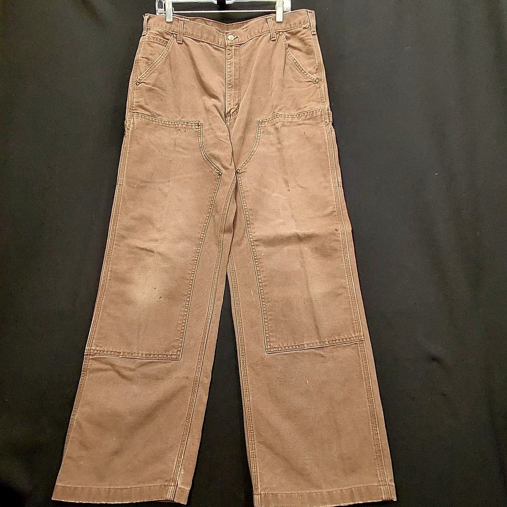Carhartt B136 CHT Double Knee Pants Fits 36x31 Chestnut Faded Duck Workwear USA
